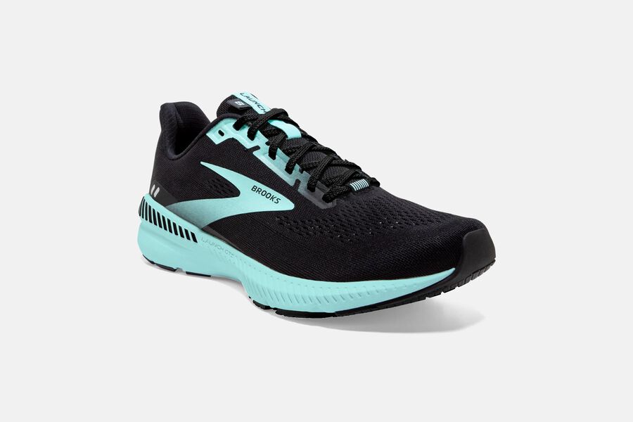 Brooks Launch GTS 8 Road Running Shoes Womens Black/Blue 834516-IUS